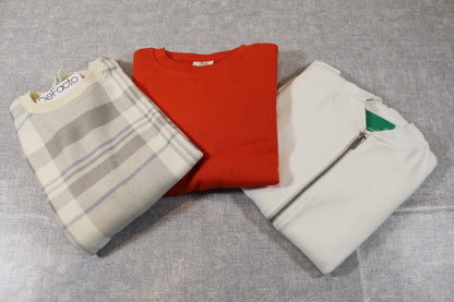 128/134 Bekleidungsset Roter Pullover Elegante Weste mit Pullover gestreift Jungs