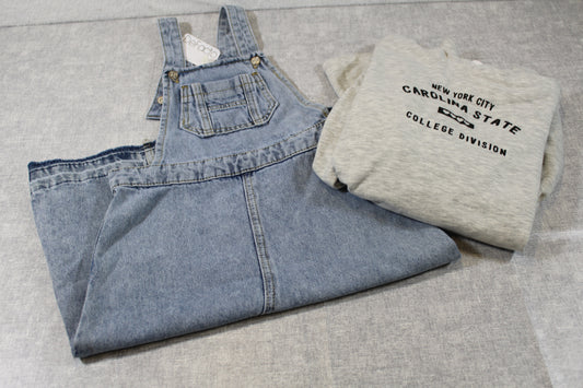 128/134 Bekleidungsset Stylischer Jeansrock Motiv Pullover Mädchen