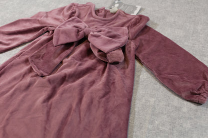98/104 kuscheliges zartrosanes Kleid mit Schleife 