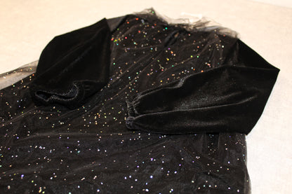 schwarzes Glitzerkleid 98/104