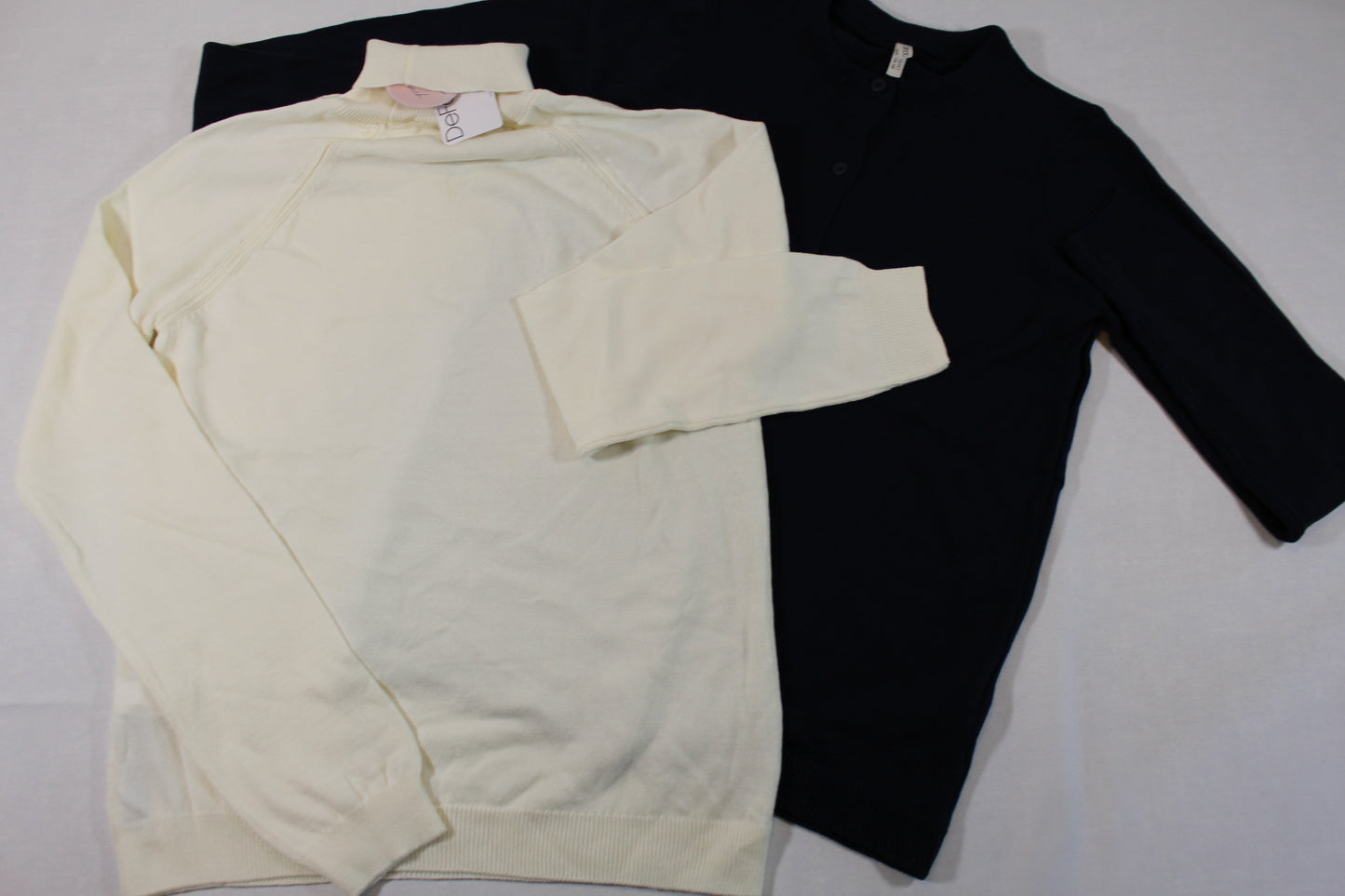 158/164 Set Blaue Strikteste Weißer Rollgragenpullover Mädchen 