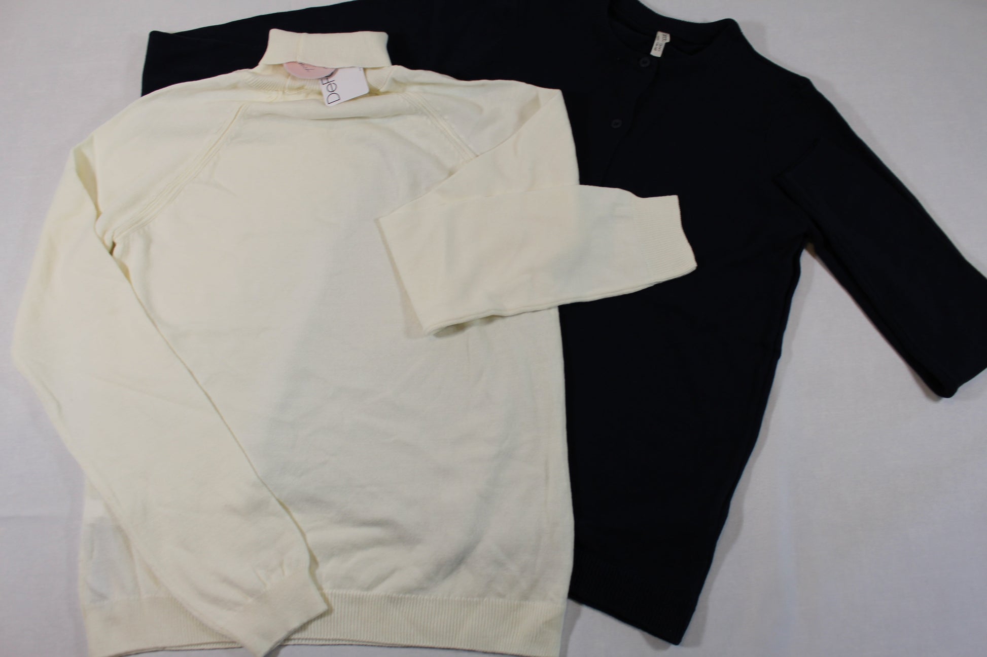 158/164 Set Blaue Strikteste Weißer Rollgragenpullover Mädchen 