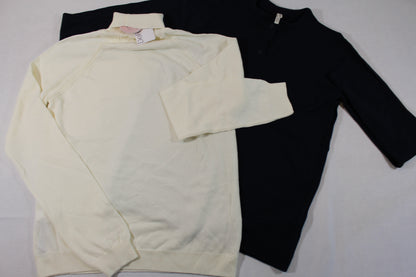 158/164 Set Blaue Strikteste Weißer Rollgragenpullover Mädchen 