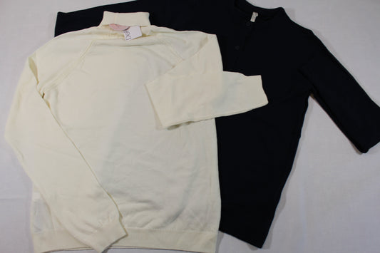 158/164 Set Blaue Strikteste Weißer Rollgragenpullover Mädchen 