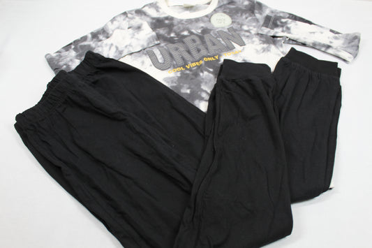 Set Zwei Schwarze Hosen Stylischen Pullover Schlafanzug Jungs 134/140