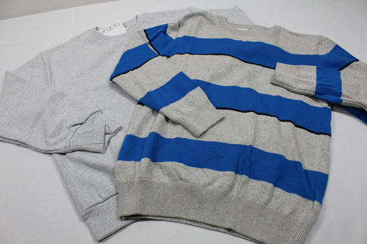 Set Pullover Grau Blaugestreift Pullover Jungs 134/140