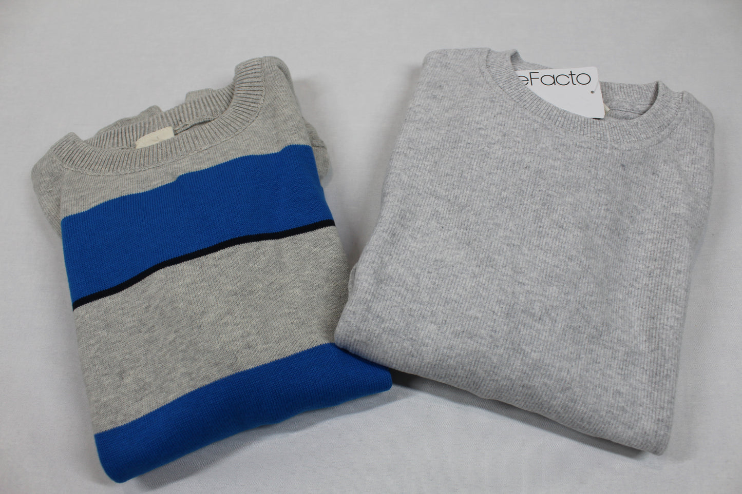Set Pullover Grau Blaugestreift Pullover Jungs 134/140