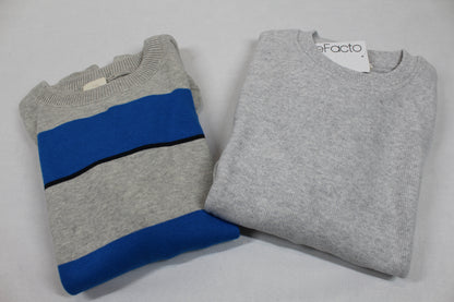 Set Pullover Grau Blaugestreift Pullover Jungs 134/140