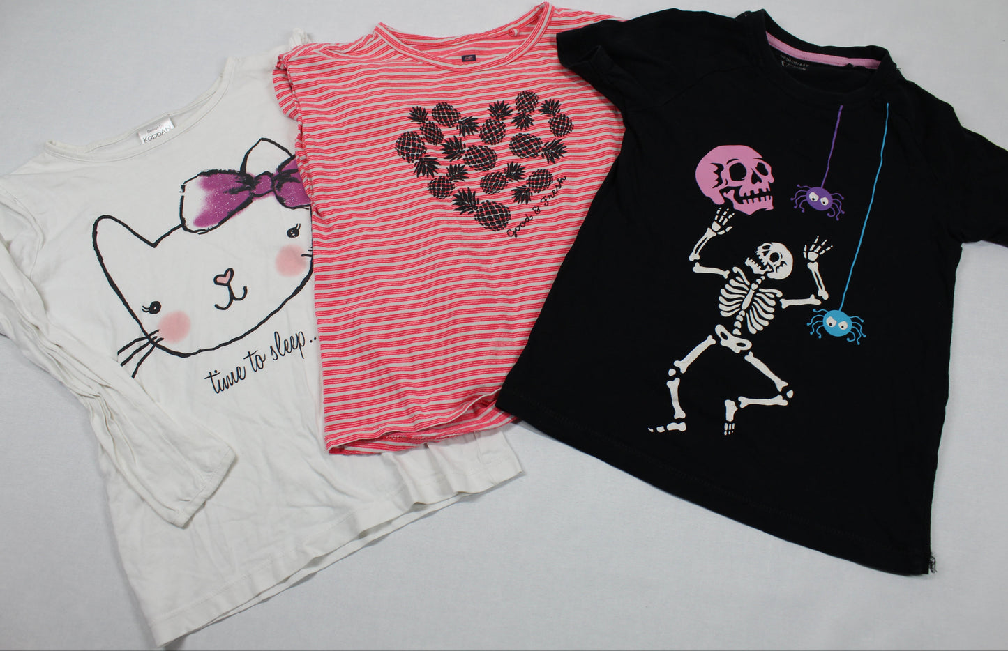 Set Ein Langarm Shirt Zwei T-Shit mit Motiv Mädchen 110/116