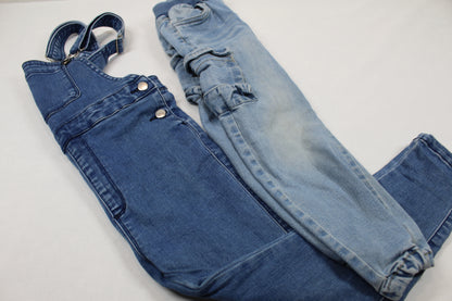 Set Blue Jeans Latzhose Seitentaschen Jeans Mädchen 104/110