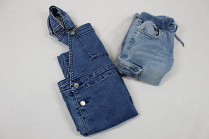 Set Blue Jeans Latzhose Seitentaschen Jeans Mädchen 104/110