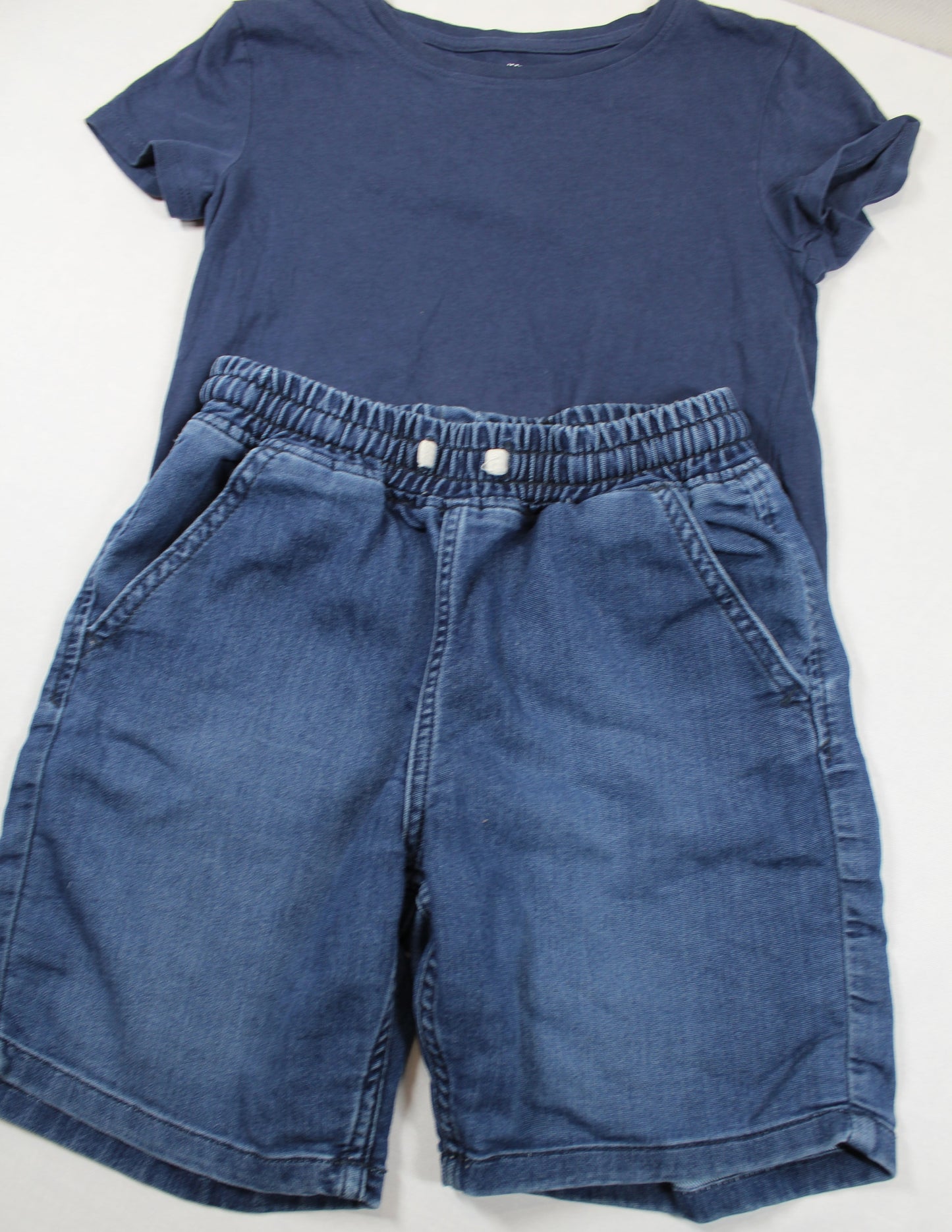 Set Blau T-Shirt Kurze Bluejeans Jungs 134/140