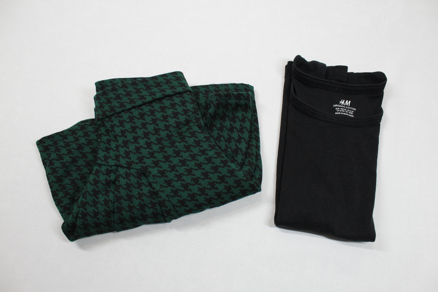 Set Kurzer Karierter Rock T-Shirt Schwarz Mädchen 134/140