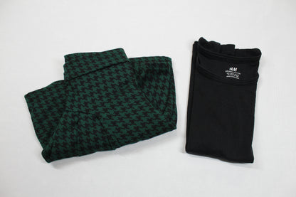 Set Kurzer Karierter Rock T-Shirt Schwarz Mädchen 134/140