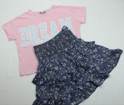 Sommerset Kurzer Blumenrock Pinkes T-Shirt Motiv Mädchen 134/140
