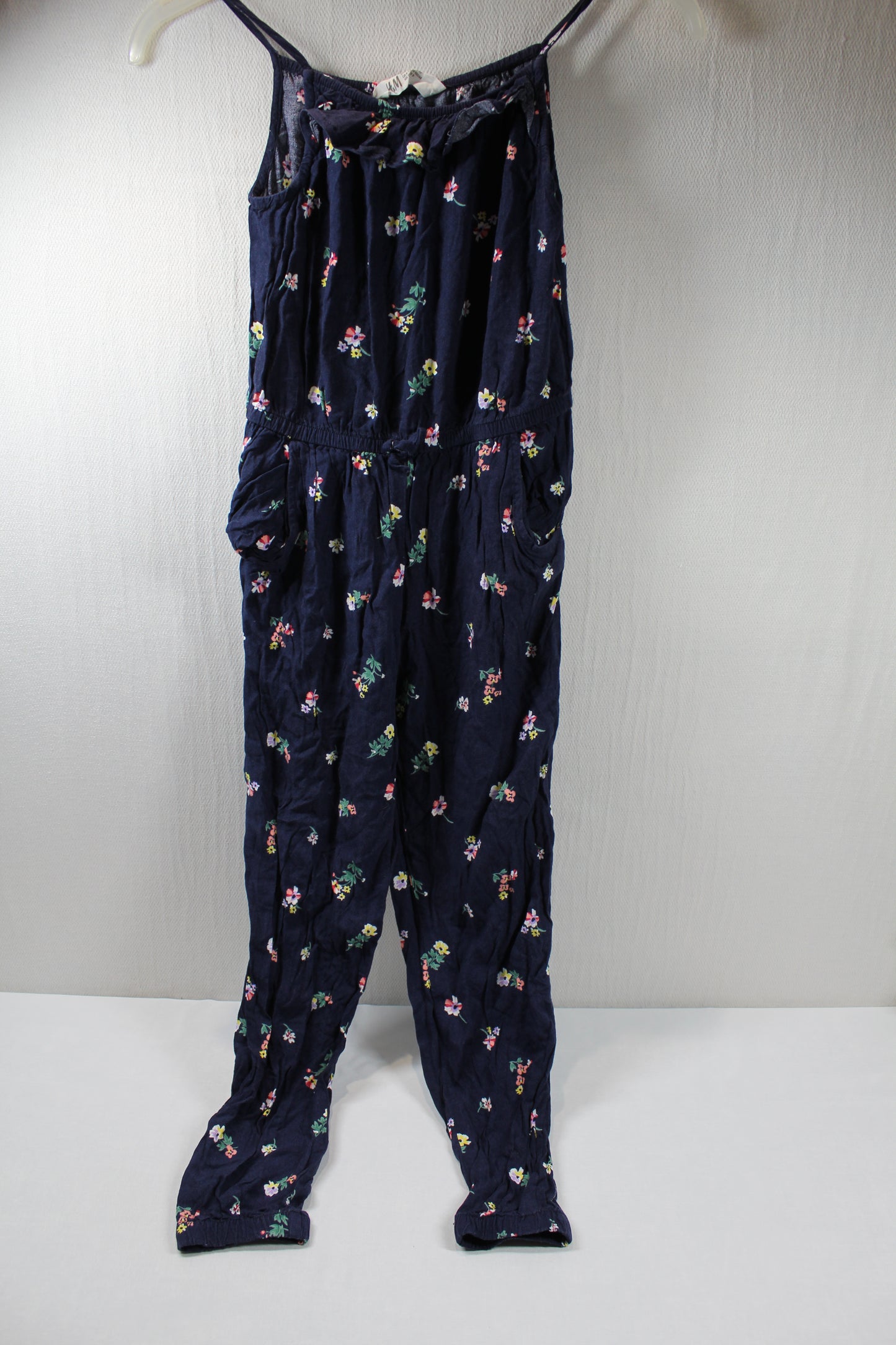 Zweier Set Leichte Jumpsuit Blumen Punkte Blau Mädchen 134/140