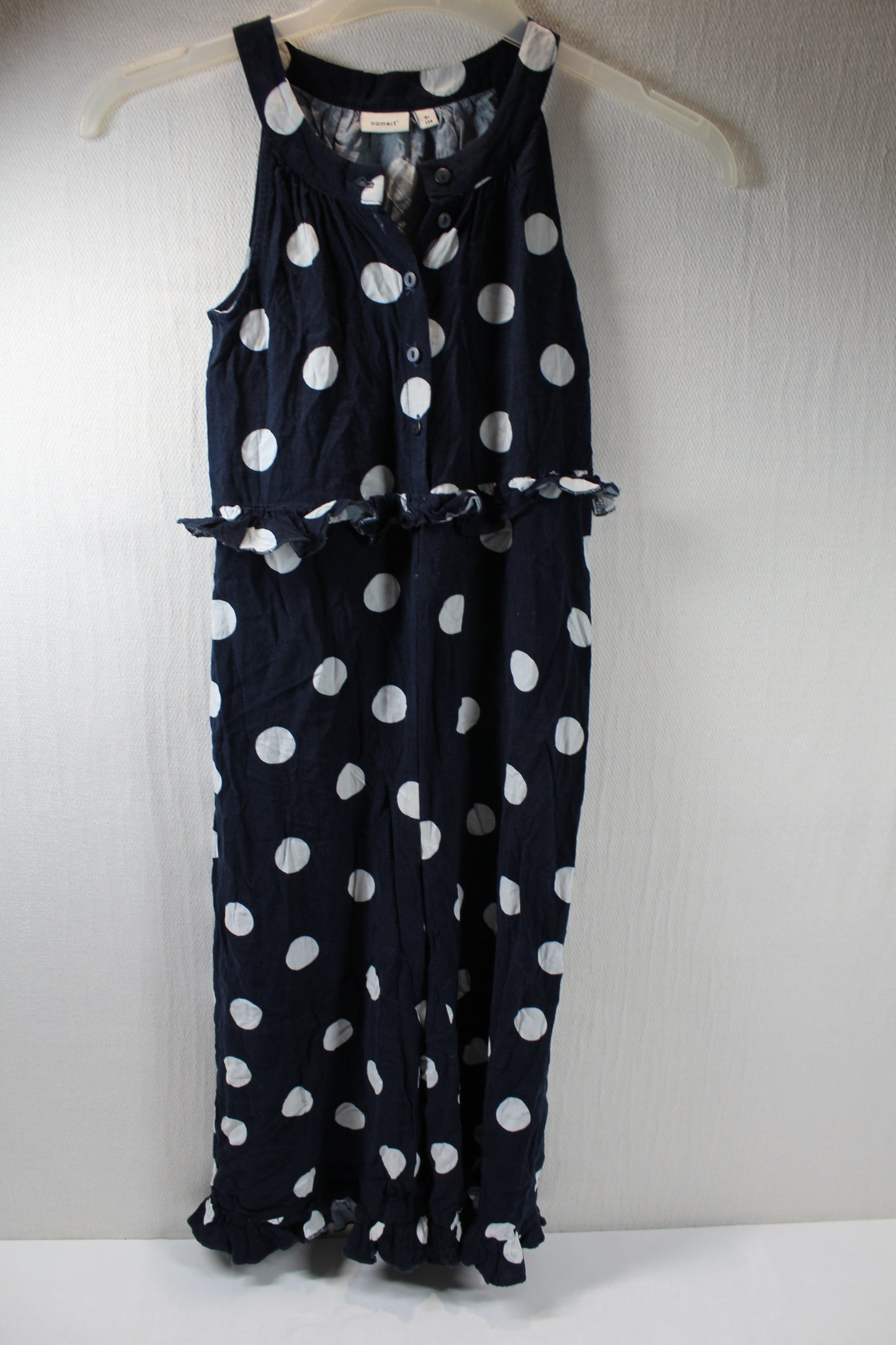 Zweier Set Leichte Jumpsuit Blumen Punkte Blau Mädchen 134/140