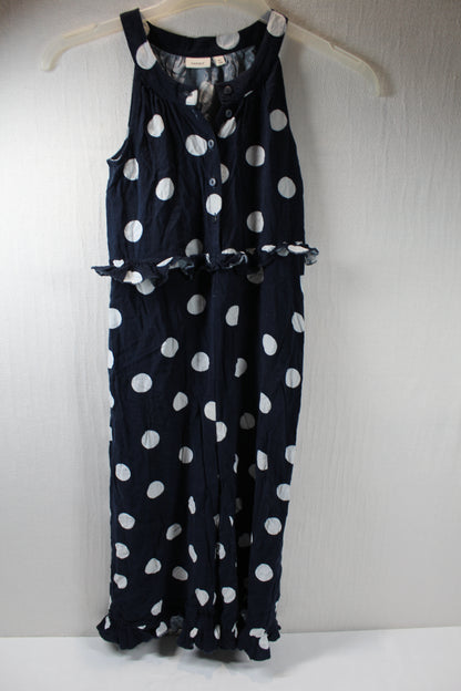 Zweier Set Leichte Jumpsuit Blumen Punkte Blau Mädchen 134/140