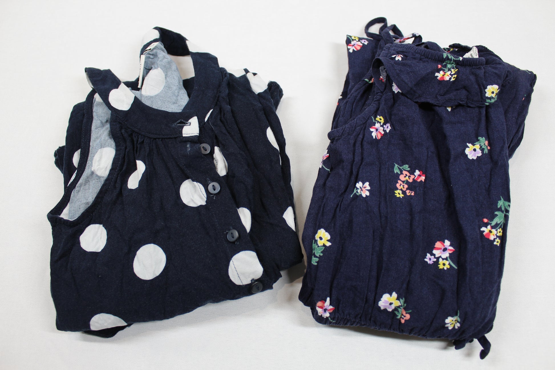  Zweier Set Leichte Jumpsuit Blumen Punkte Blau Mädchen 134/140