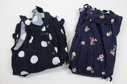  Zweier Set Leichte Jumpsuit Blumen Punkte Blau Mädchen 134/140