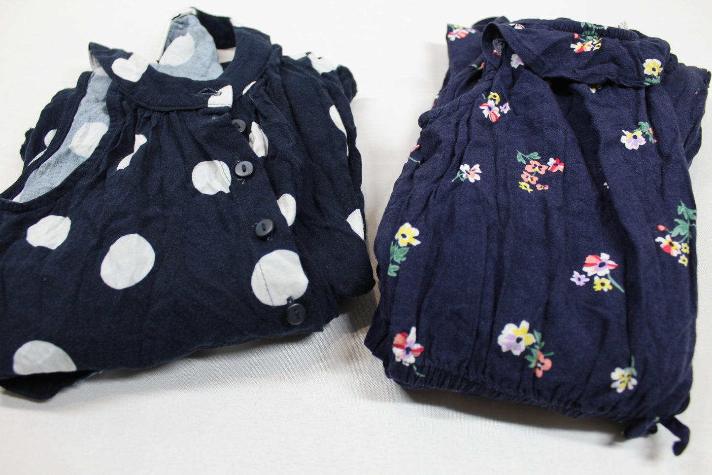 Zweier Set Leichte Jumpsuit Blumen Punkte Blau Mädchen 134/140
