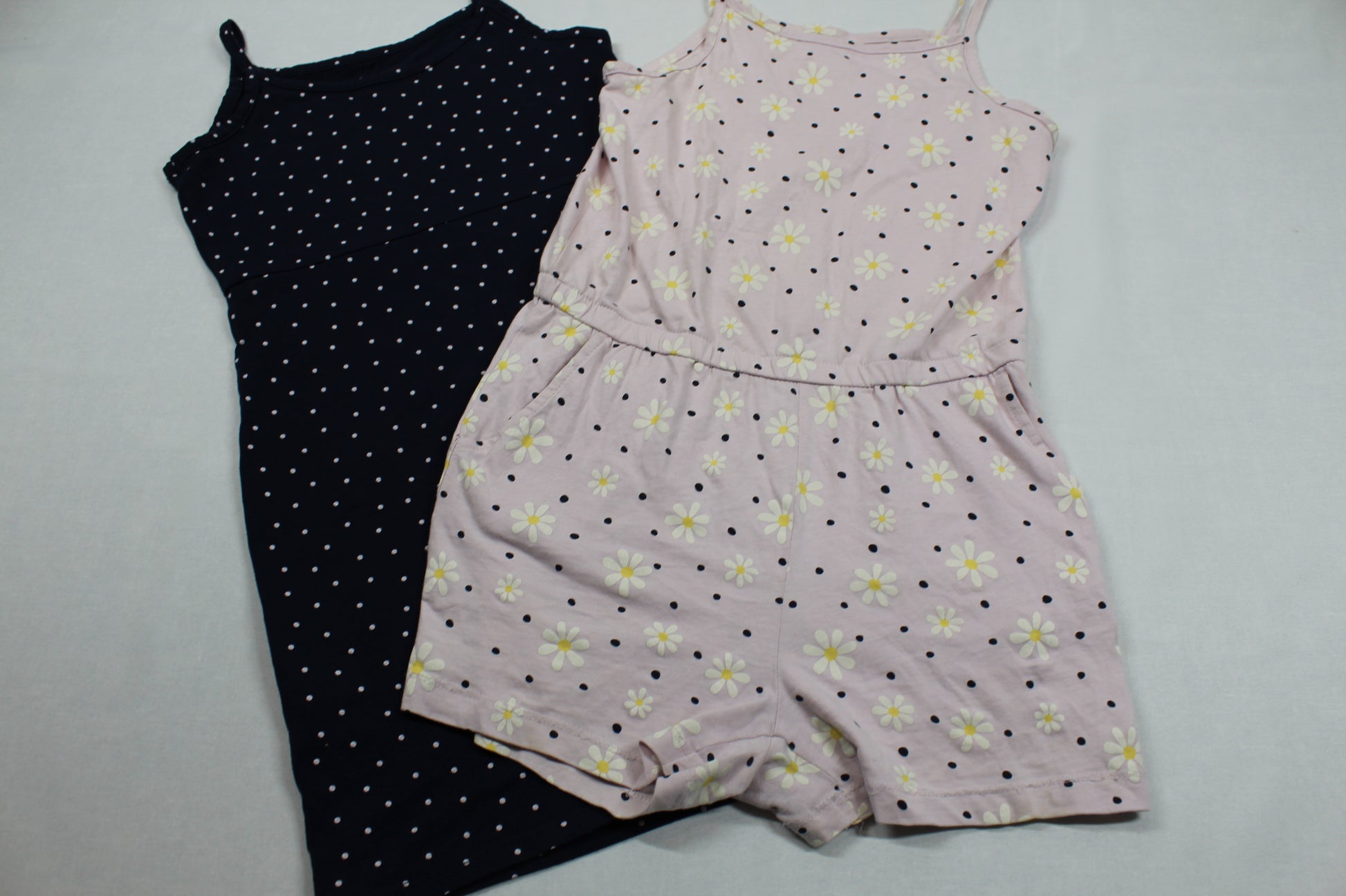 Set T-Shirt Blau Punkte Kombination Hose T-Shirt Rosa Blumenmuster Mädchen 134/140