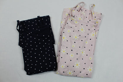 Set T-Shirt Blau Punkte Kombination Hose T-Shirt Rosa Blumenmuster Mädchen 134/140
