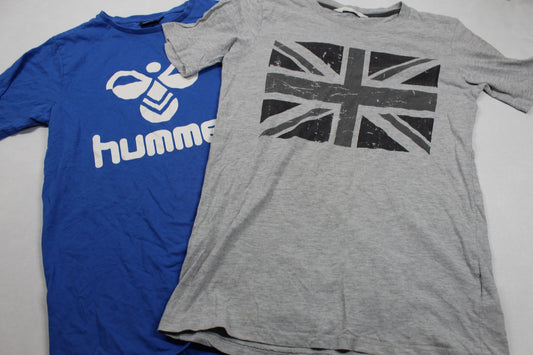Stylisches Set T-Shirts Motiv Blau Grau Jungs 158/164