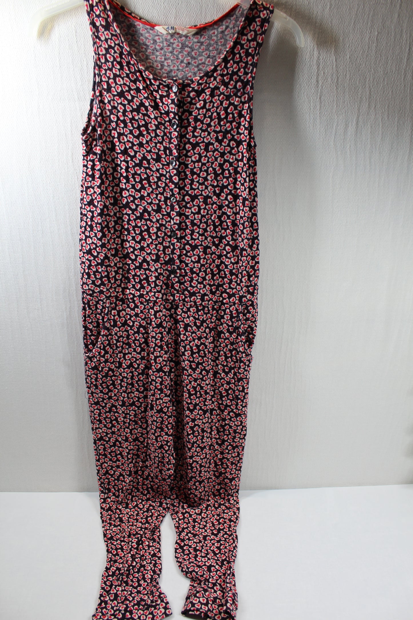 Set Blaues Kleid Leicht Jumpsuit Herzen Motiv Mädchen 146/152