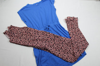 Set Blaues Kleid Leicht Jumpsuit Herzen Motiv Mädchen 146/152 