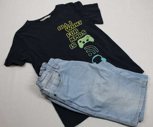 Set T-Shirt Motiv Kurze Bluejeans Jungs 146/152