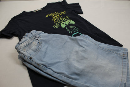 Set T-Shirt Motiv Kurze Bluejeans Jungs 146/152