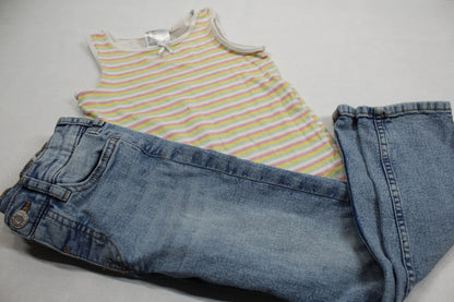 Set Top Gestreift Bluejeans Mädchen 110/116