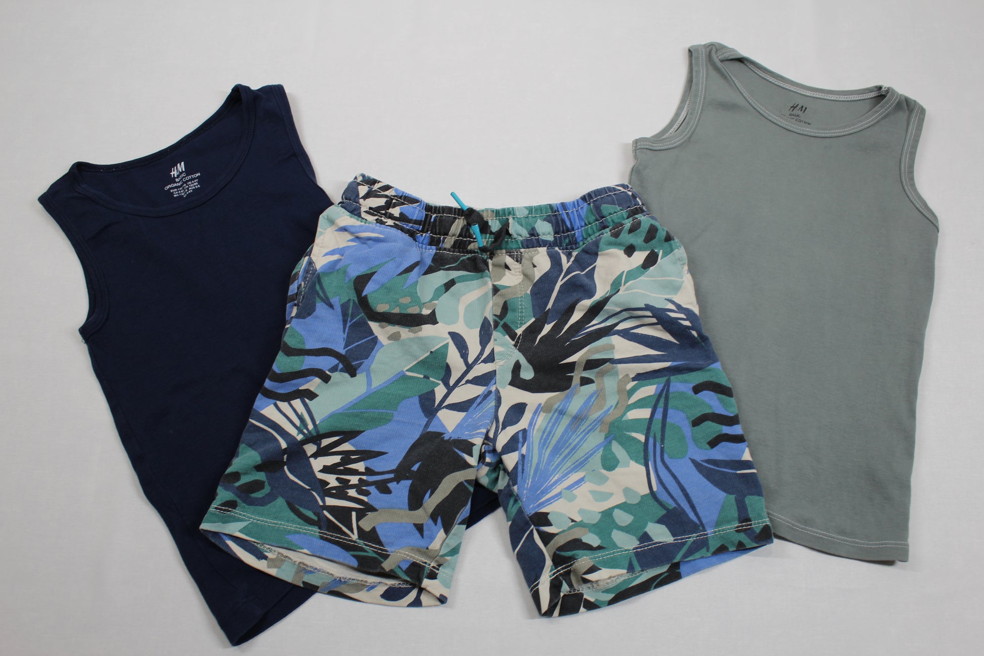 Set Zwei T-Shirts Ärmels Uni Bunte Kurze Hose Jungs 110/116
