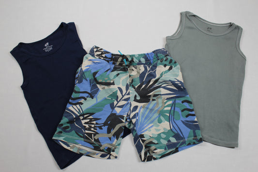Set Zwei T-Shirts Ärmels Uni Bunte Kurze Hose Jungs 110/116