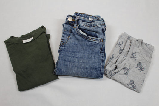 Set Zwei T-Shirts Uni Motiv Bluejeans Jungs 110/116