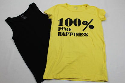 Set T-Shirts Ärmellos Schwarz Gelb Motiv Mädchen 122/128