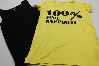 Set T-Shirts Ärmellos Schwarz Gelb Motiv Mädchen 122/128