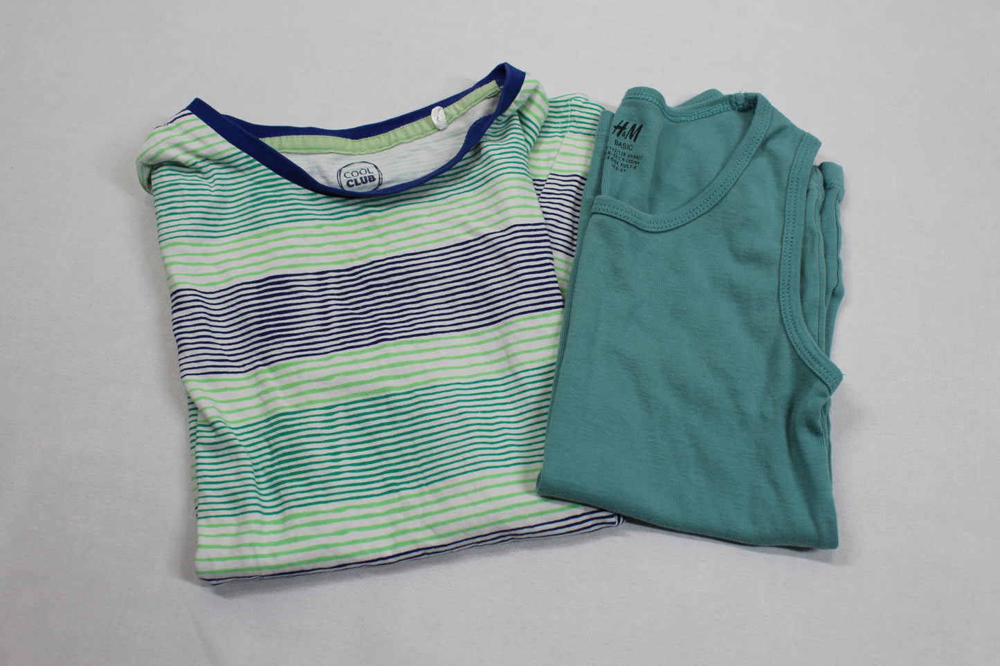 Set Uni T-Shirt Ärmellos T-Shirt Gestreift Jungs 122/128