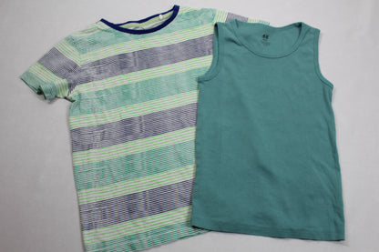 Set Uni T-Shirt Ärmellos T-Shirt Gestreift Jungs 122/128