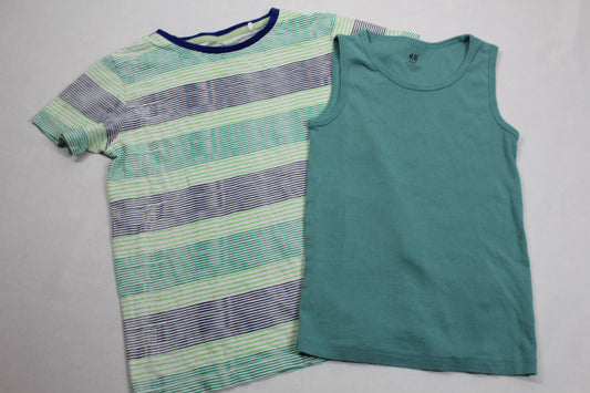 Set Uni T-Shirt Ärmellos T-Shirt Gestreift Jungs 122/128