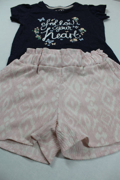 Set Kurze Hose T-Shirt Motiv Mädchen 98/104