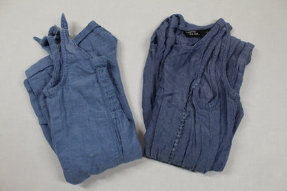 Set Jumpsuit Lange Hose Kurz Jeansoptik Mädchen 98/104