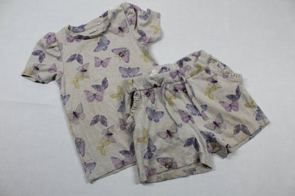 Set Kurze Hose passend T-Shirt Schmetterling Motiv Mädchen 98/104