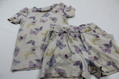 Set Kurze Hose passend T-Shirt Schmetterling Motiv Mädchen 98/104