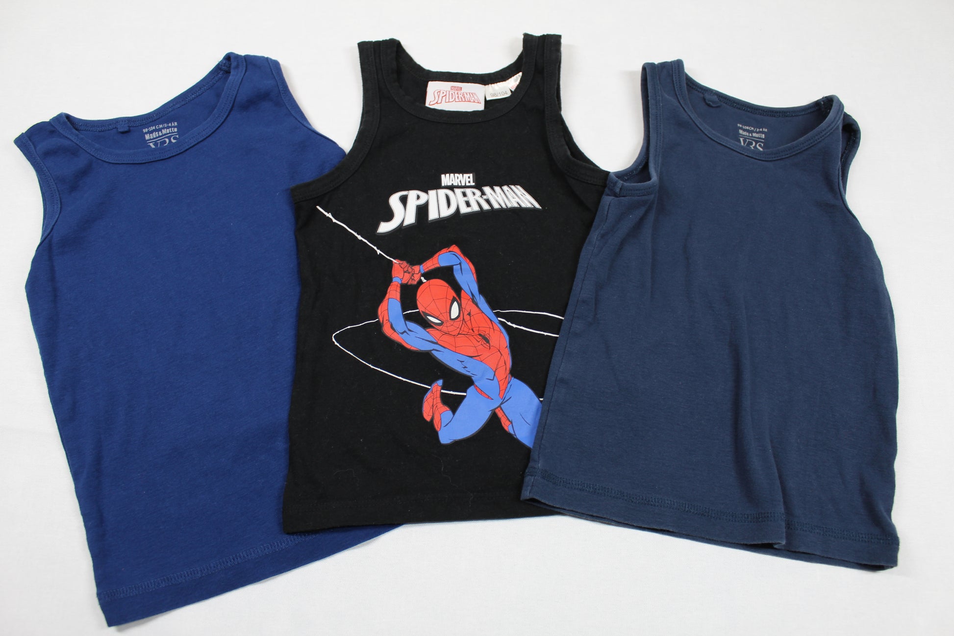 Dreierset T-Shirt Uni Motiv Spiderman Schwarz Blau Jungs 98/104