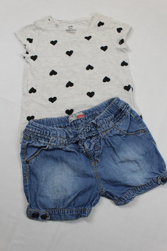 Set T-Shirt Hellgrau Bluejeans Mädchen 98/104