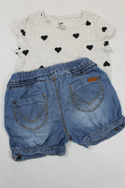 Set T-Shirt Hellgrau Bluejeans Mädchen 98/104