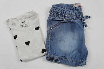 Set T-Shirt Hellgrau Bluejeans Mädchen 98/104