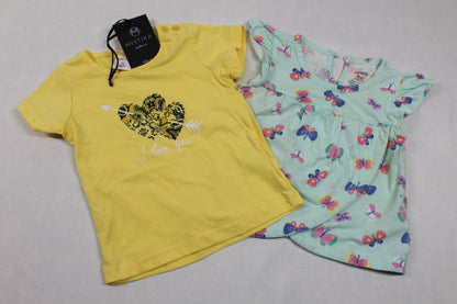 Set T-Shirts Gelb Motiv Hellgrün Mädchen 74/80